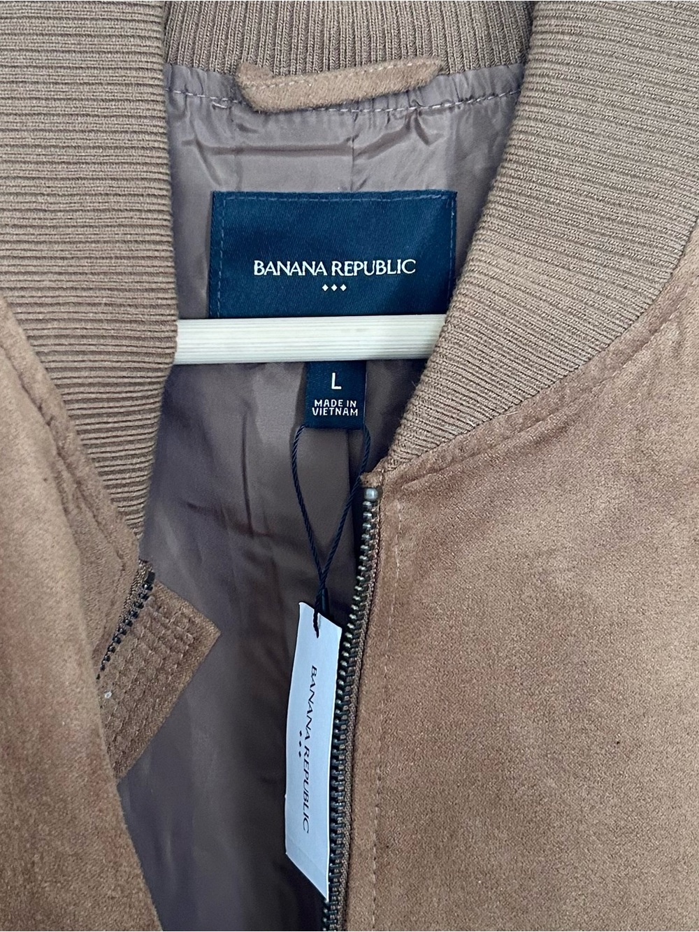 Banana Republic Factory Vegan Suede Bomber Jacket Men’s Large Dark Acorn - Picture 4 of 9